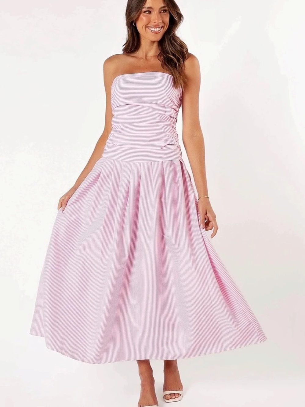 NWT Petal & Pup Avalee Pink Stripe Strapless Maxi Dress XL